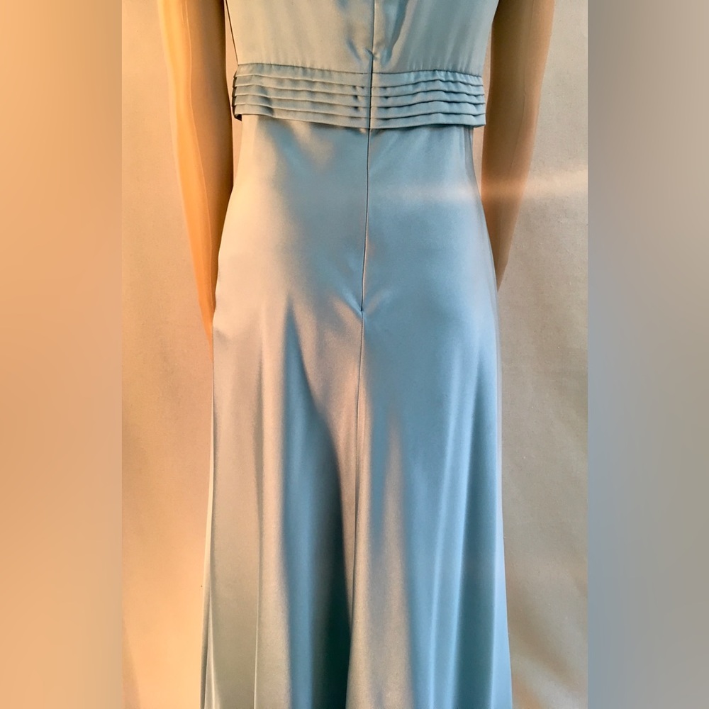 CALVIN KLEIN blue satin short sleeve Scoop neck Vintage slip maxi dress - Picture 12 of 15